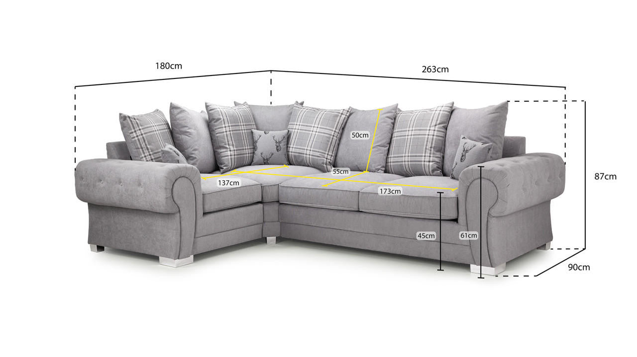 Verona Grey Corner Scatterback Sofa