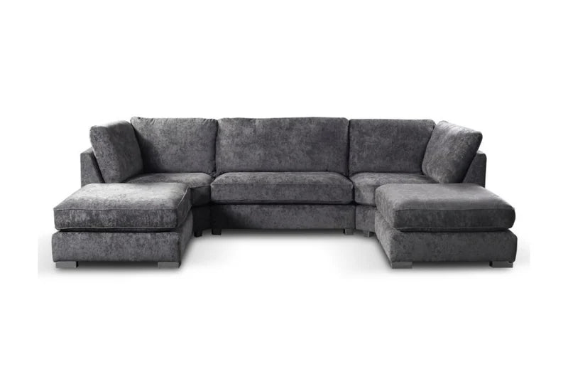 Bishop U Shape Sofa Luxe Chenille Platinum Grey