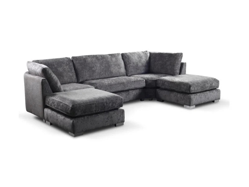 Bishop U Shape Sofa Luxe Chenille Platinum Grey