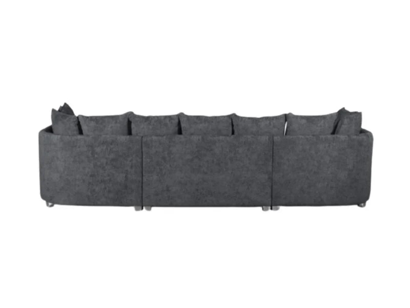 London U Shape Sofa Soft Chenille Charcoal Grey