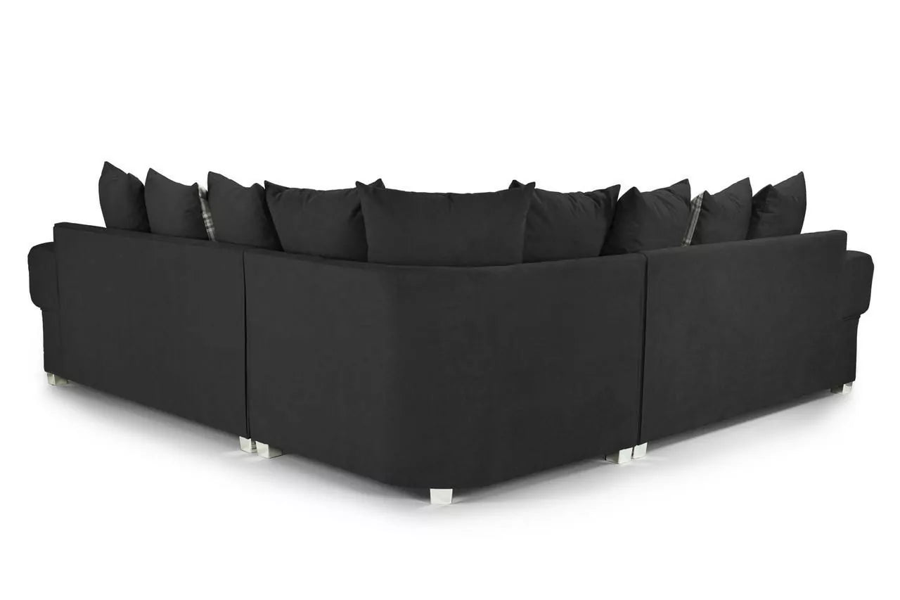 Verona Black Large Corner Scatterback Sofa