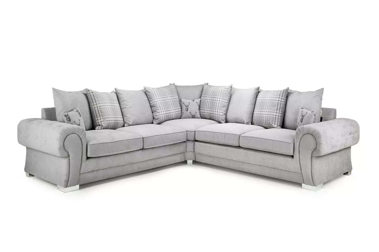 Verona Grey Large Corner Scatterback Sofa