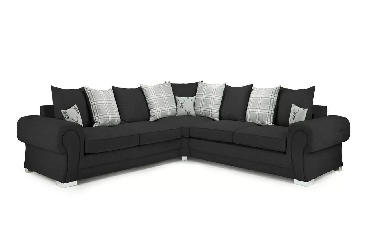 Verona Black Large Corner Scatterback Sofa