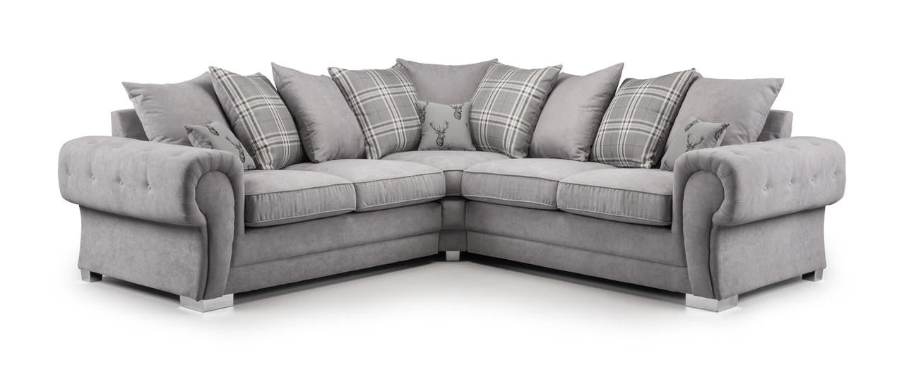 Verona Grey Large Corner Scatterback Sofa