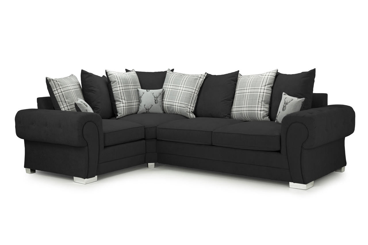 Verona Black  Corner Scatterback Sofa