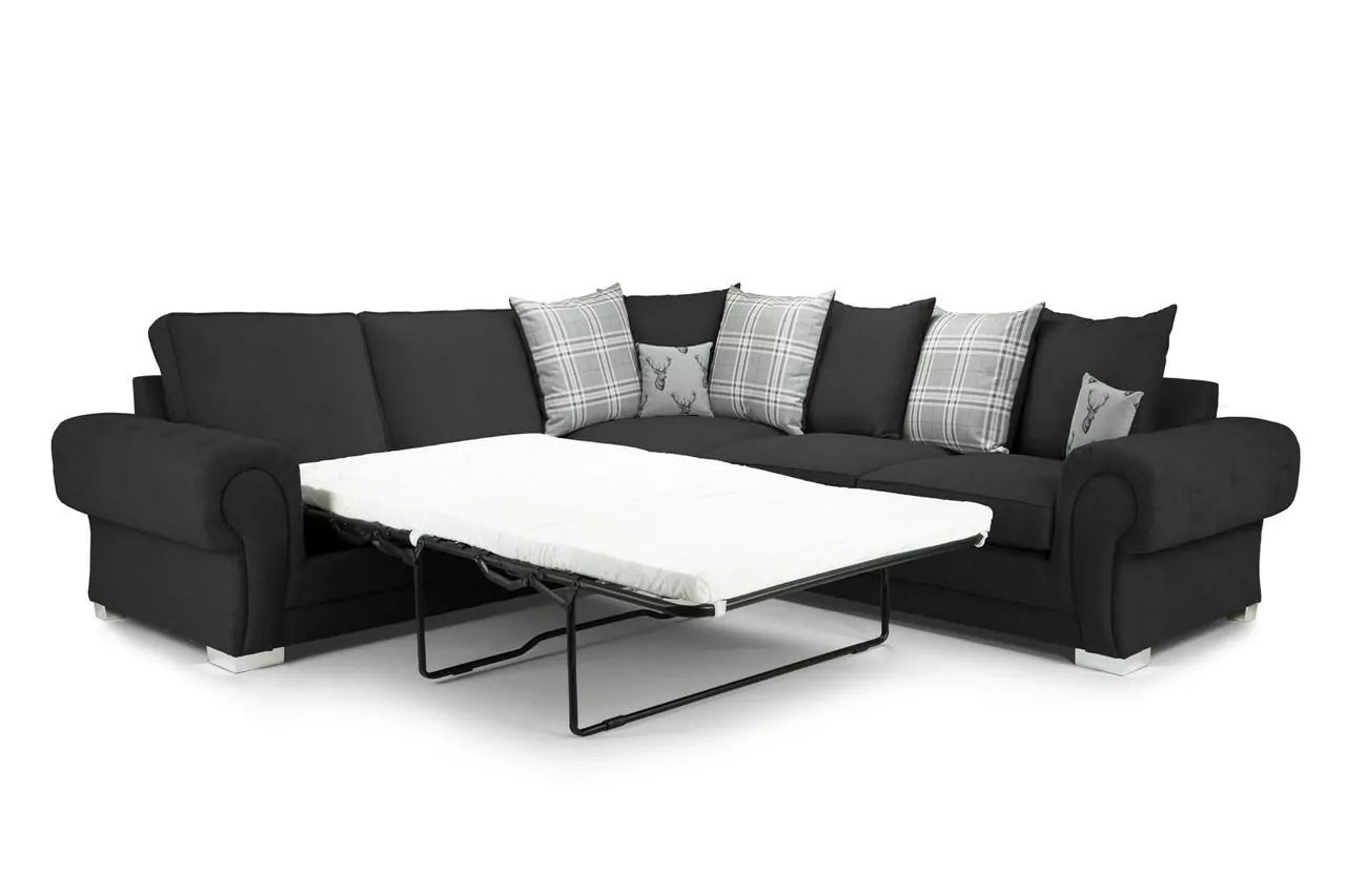 Verona Black Large Corner Scatterback Sofa