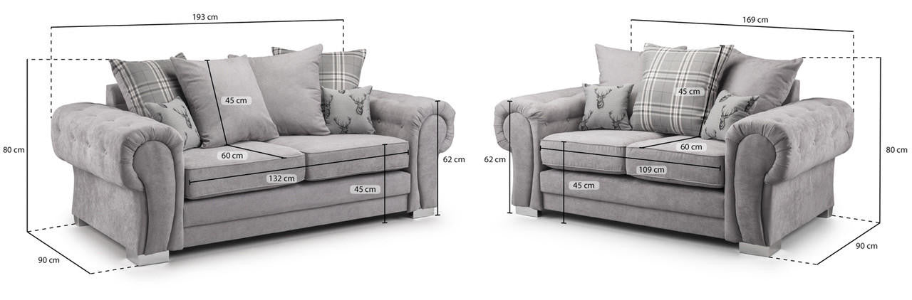 Verona Grey 3+2 Set Scatterback Sofa